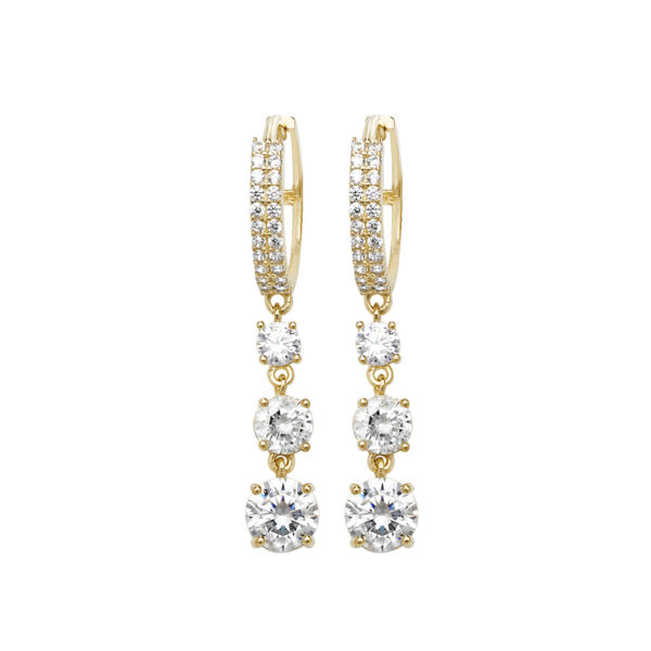 9 carat yellow gold cz drop design earrings