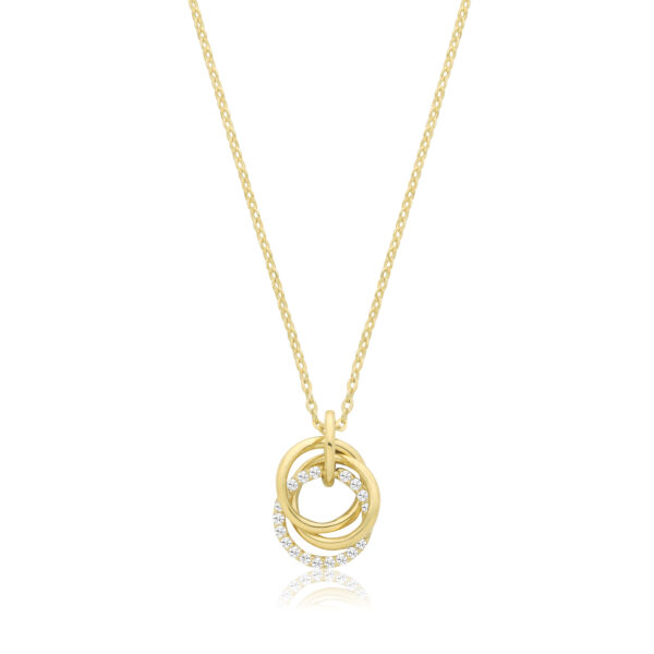 9ct gold interlocking circles pendant and chain necklace