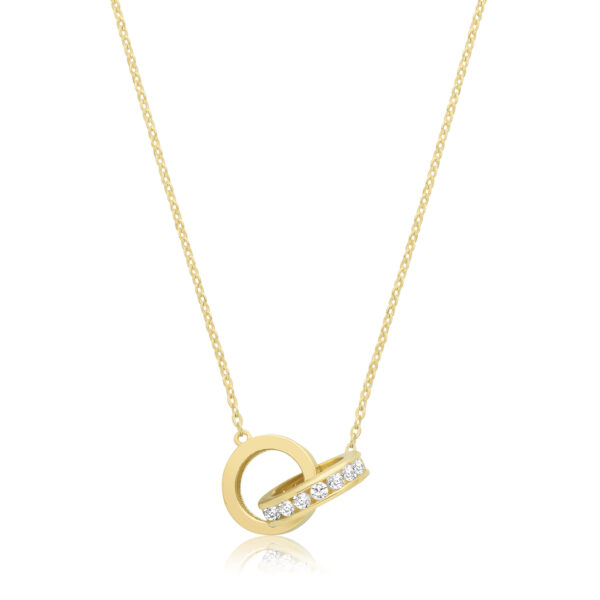 9 carat yellow gold interlocking circle pendant and chain
