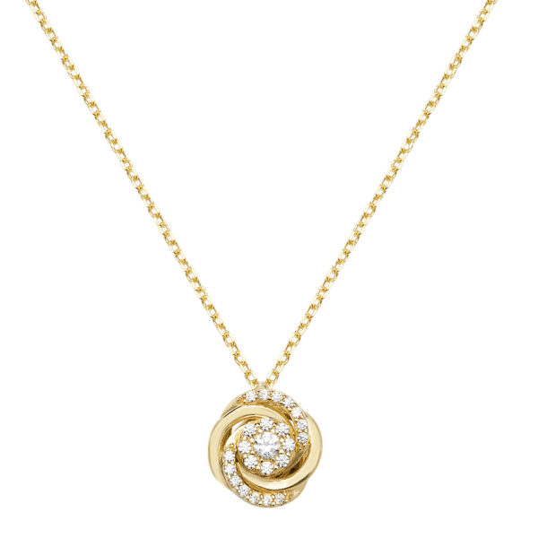 9 carat yellow gold cz set pendant and chain