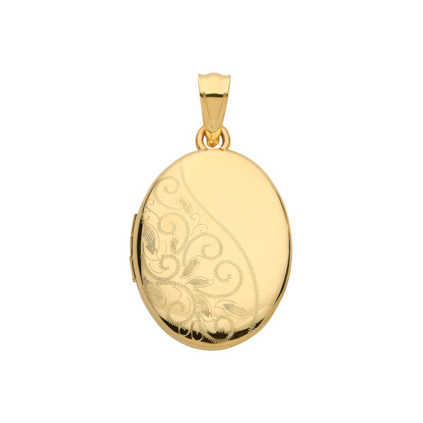 9 carat yelow gold swirl design locket