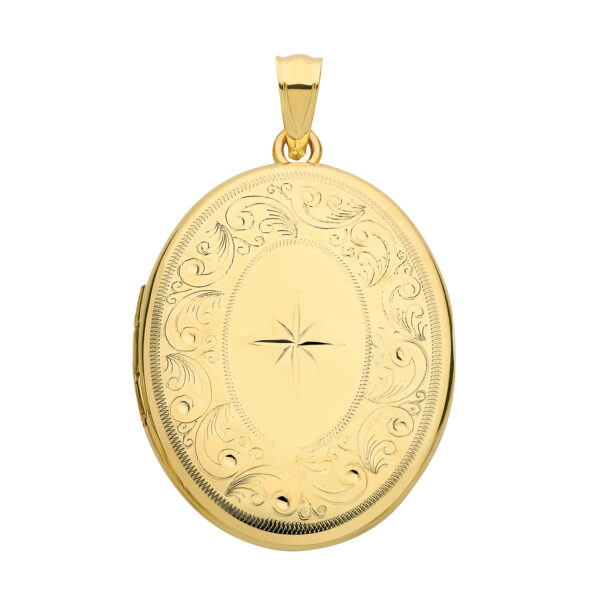 9 carat yellow gold fancy pattern locket