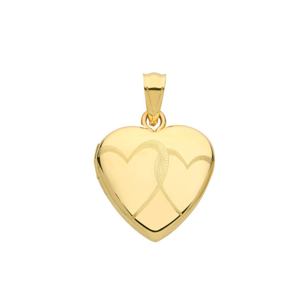 9 carat double heart engraving heart shape locket