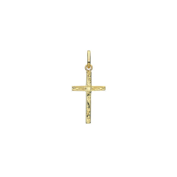 9 carat yellow gold patterned cross