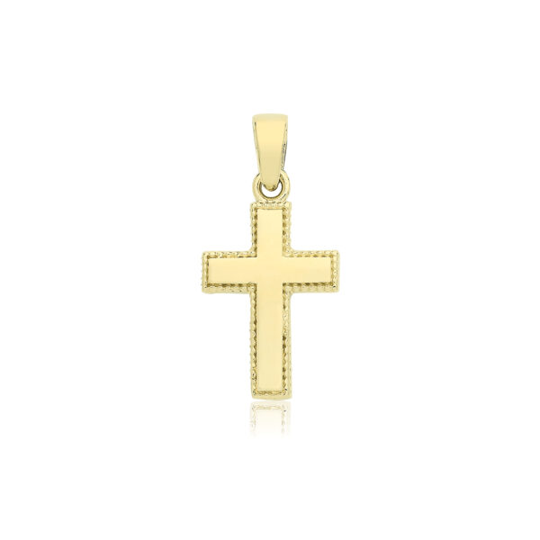 9 carat yellow gold beaded edge cross