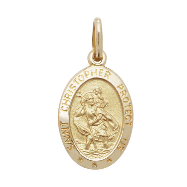 9ct Yellow Gold St Christopher Oval Pendant