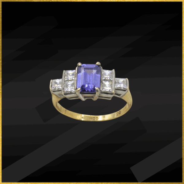 9 Carat Yellow Gold Tanzanite And Cubic Zirconia Ring