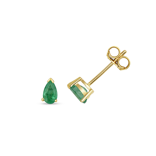 9ct Gold Emerald Claw Set Studs