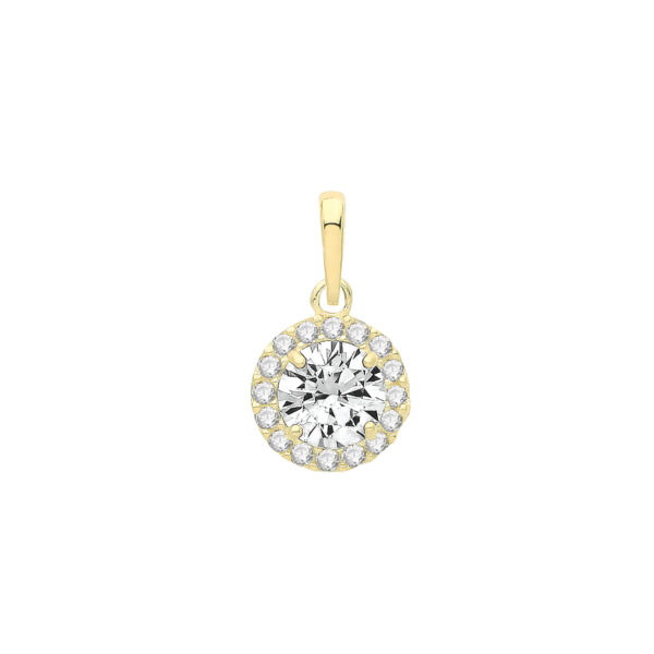 9 carat yellow gold cz pendant