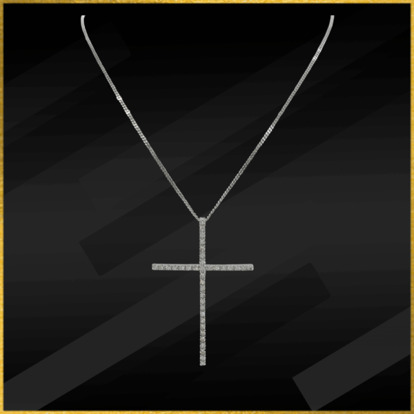 9 Carat White Gold Diamond Cross Pendant