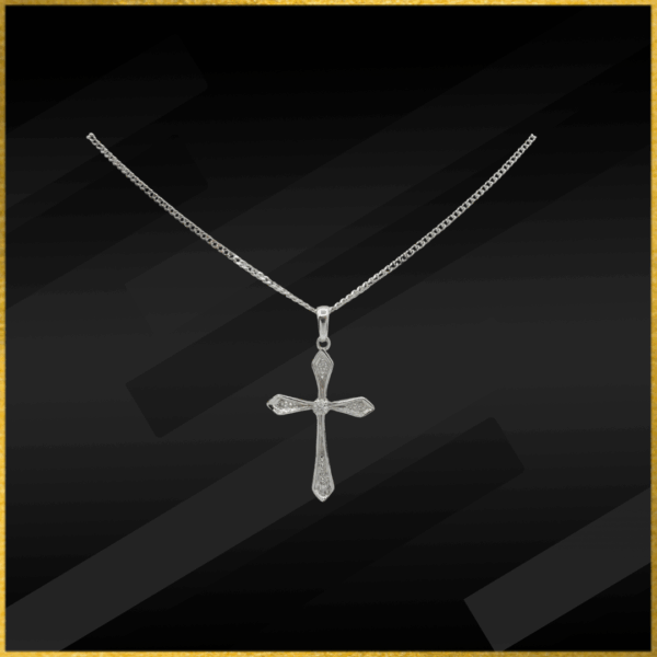 9 Carat Gold And CZ Cross And Chain