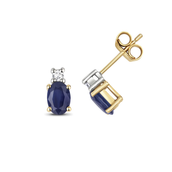 9 carat gold Sapphire and Diamond Earrings