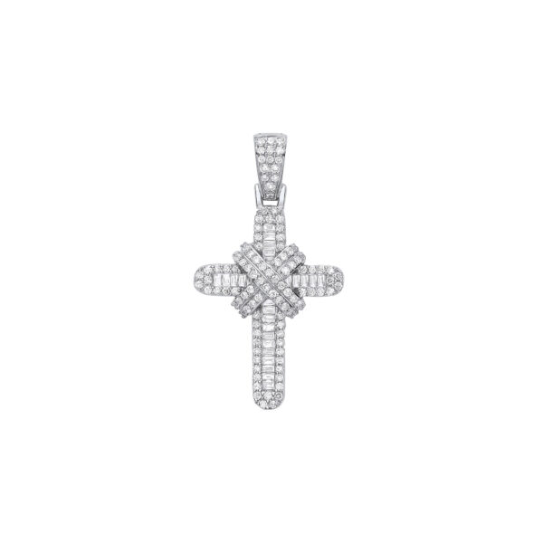 18 carat white gold diamond cross pendant