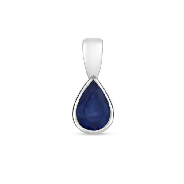 9ct white gold sapphire rubover pendant