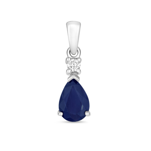9ct white gold sapphire pear shaped pendant