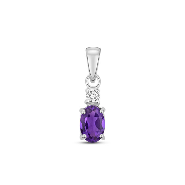 9ct white gold amethyst and diamond pendant