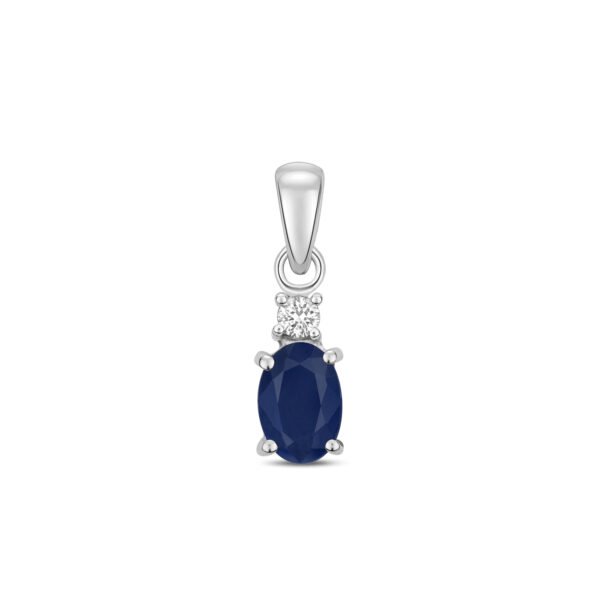 9ct white gold sapphire and diamond pendant