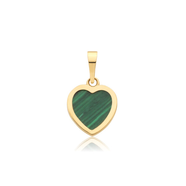 9 carat yellow gold malachite heart pendant