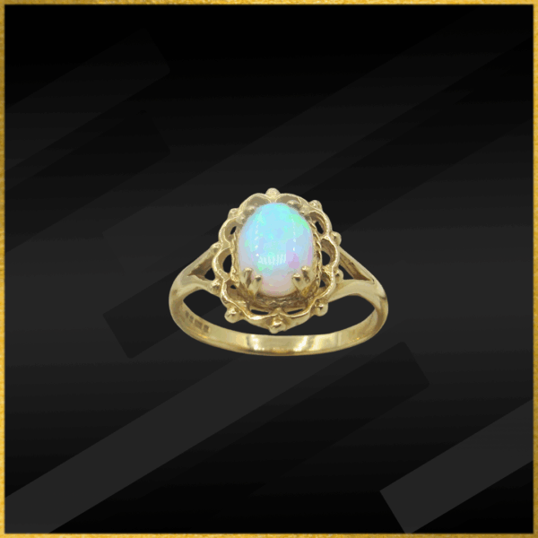 9 Carat Yellow Gold Created Opal Ring