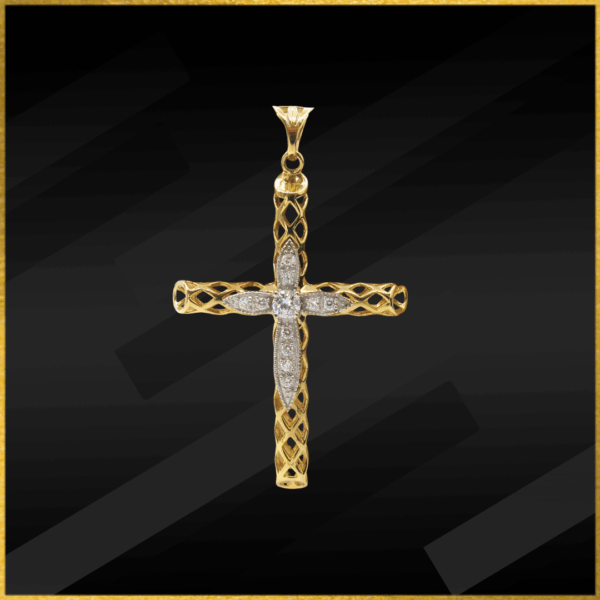 9 Carat Gold Cubic Zirconia Cross Pendant