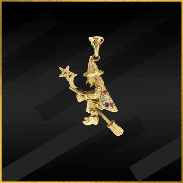 9 Carat Yellow Gold Witch Pendant