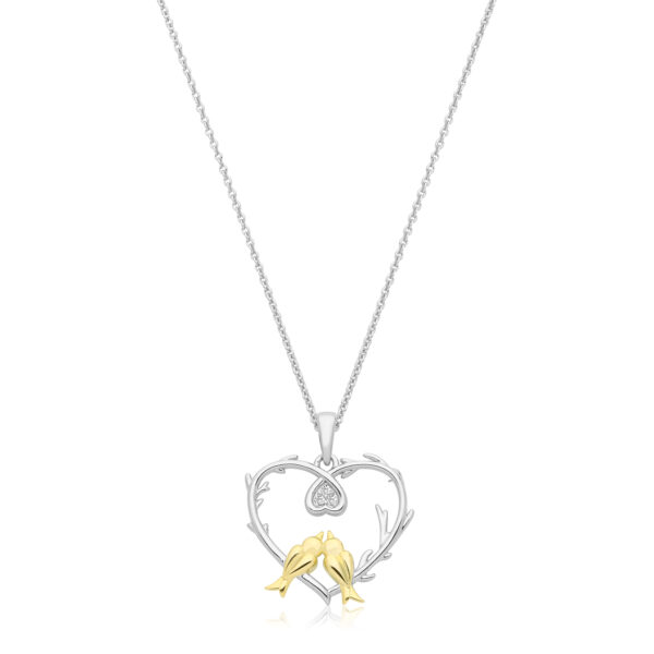 Silver And Gold Plate Dove Heart Pendant