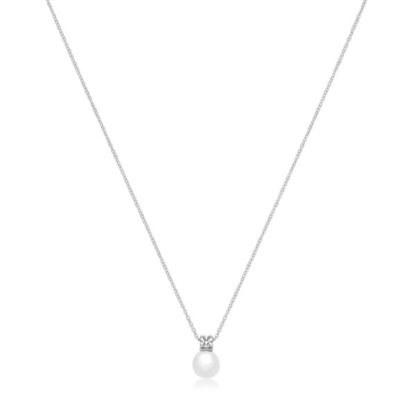 silver pearl necklace pendant and chain
