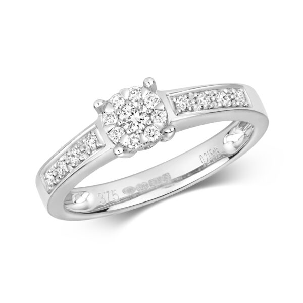9 carat white gold diamond fancy ring