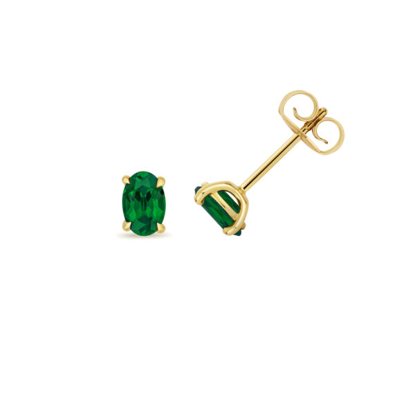 9 carat yellow gold lab grown emerald stud earrings