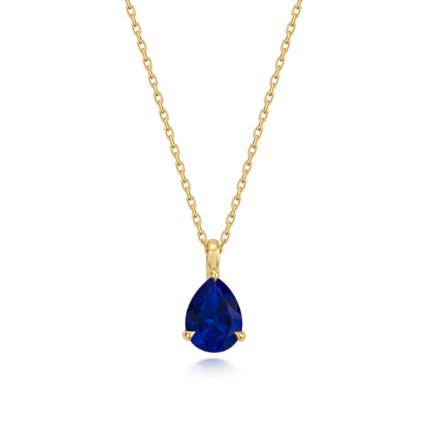 9 carat yellow gold lab grown sapphire pendant