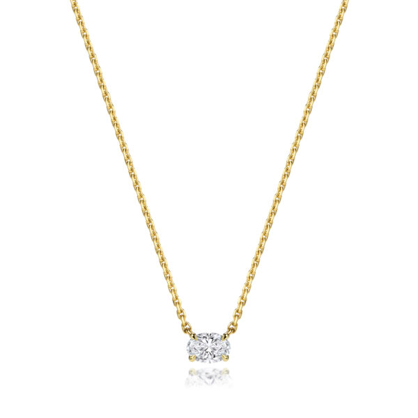 18 carat yellow gold lab grown diamond pendant and chain
