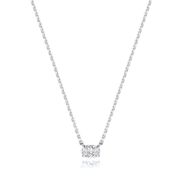 18 carat white gold lab grown diamond pendant and chain