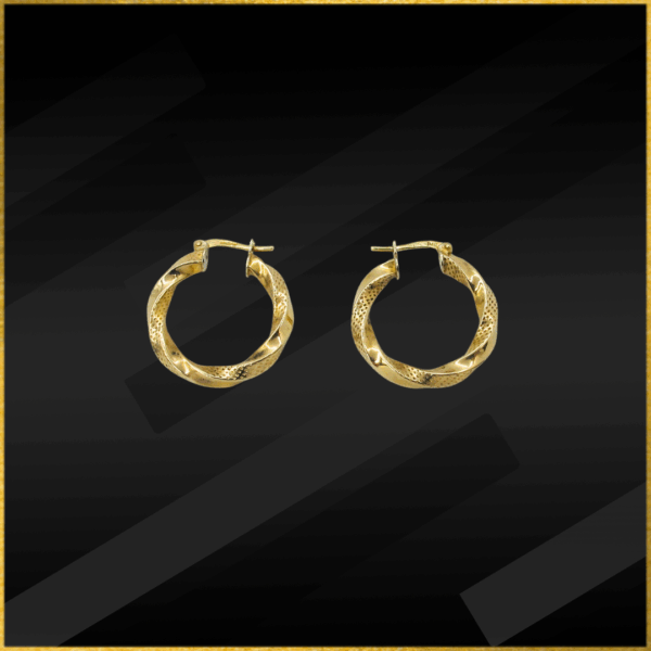 9 Carat Yellow Gold Twist Hoop Earrings
