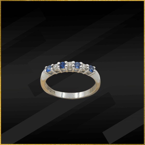9 carat white gold sapphire and diamond ring