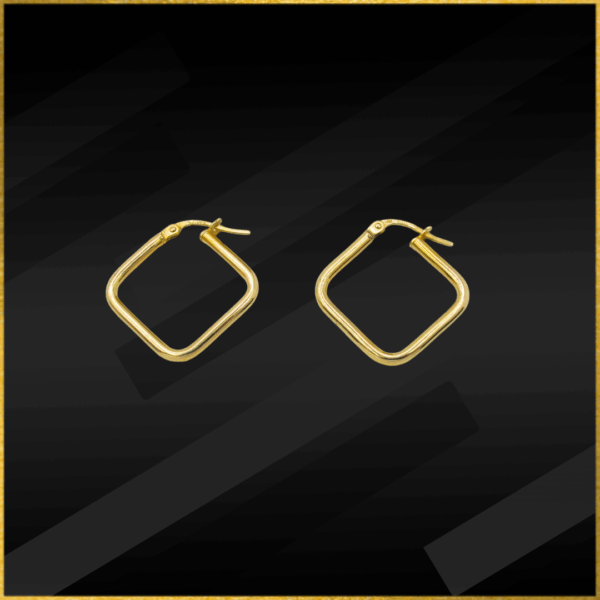 9 carat yellow gold square hoop earrings