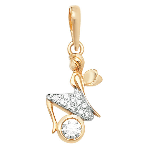 9 carat yellow gold cz pendant angel