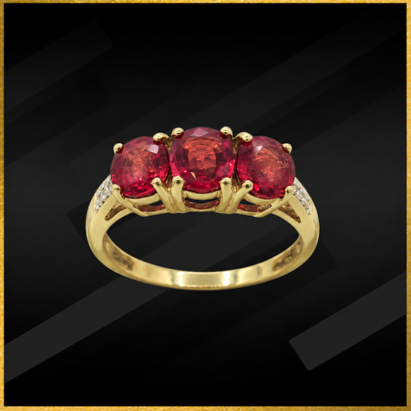 9 carat gold rhodolite garnet and diamond ring