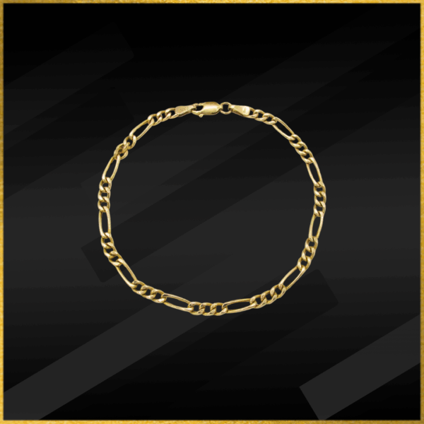 9 carat yellow gold figaro bracelet