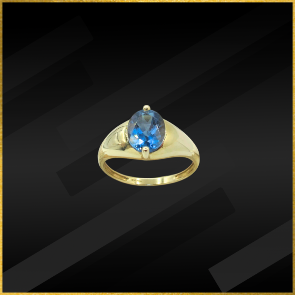 9 carat yellow gold blue topaz ring