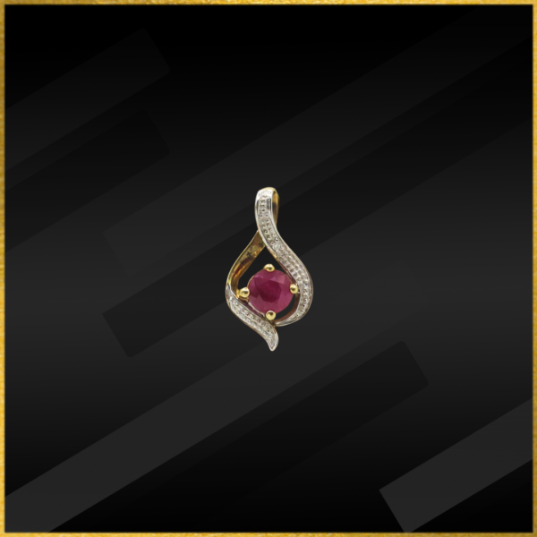 9 carat yellow gold ruby and diamond pendant