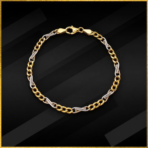 9 carat yellow and white gold dual colour bracelet