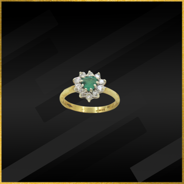 9 carat yellow gold emerald and diamond ring