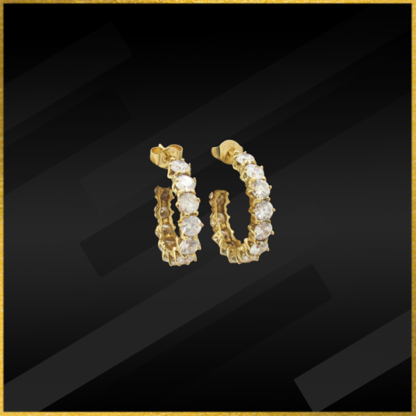 9 carat yellow gold cz hoop earrings