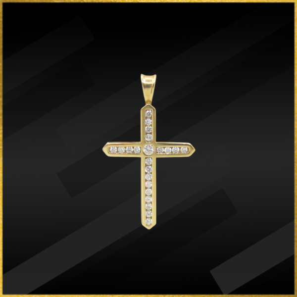 9 carat gold cz cross pendant