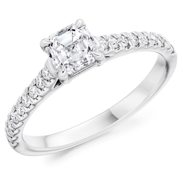 lab grown asscher cut diamond ring