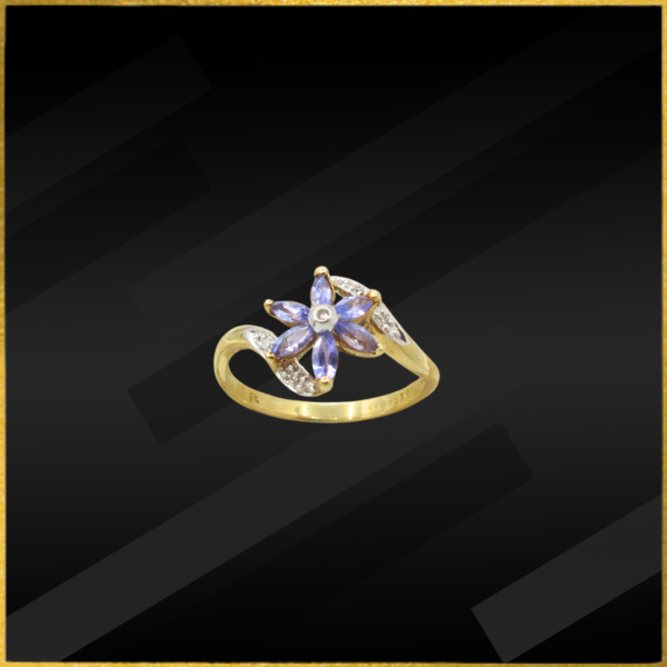9 carat yellow gold tanzanite and diamond ring