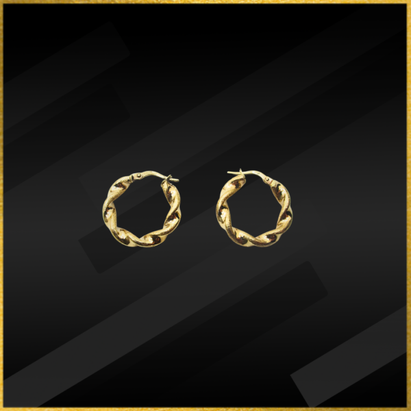 9 carat yellow gold twisted hoop earrings