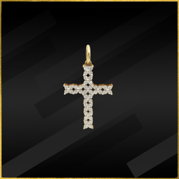 9 carat yellow gold diamond cross pendant