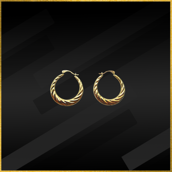 9 carat yellow gold patterned creole earrings