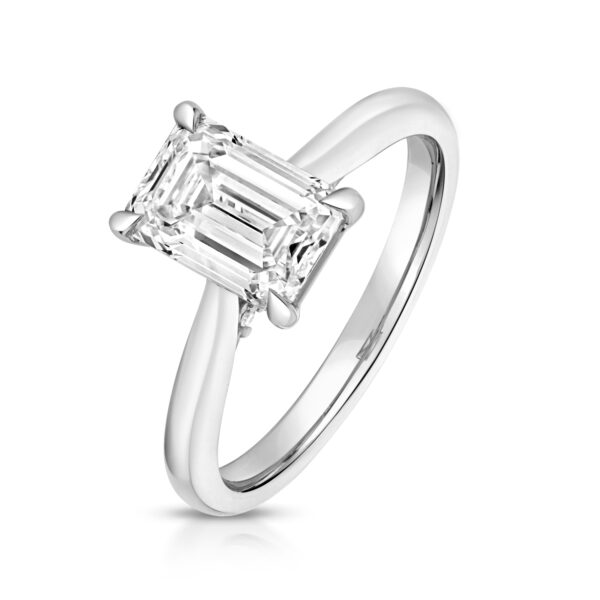 lab grown emerald. cut diamond ring